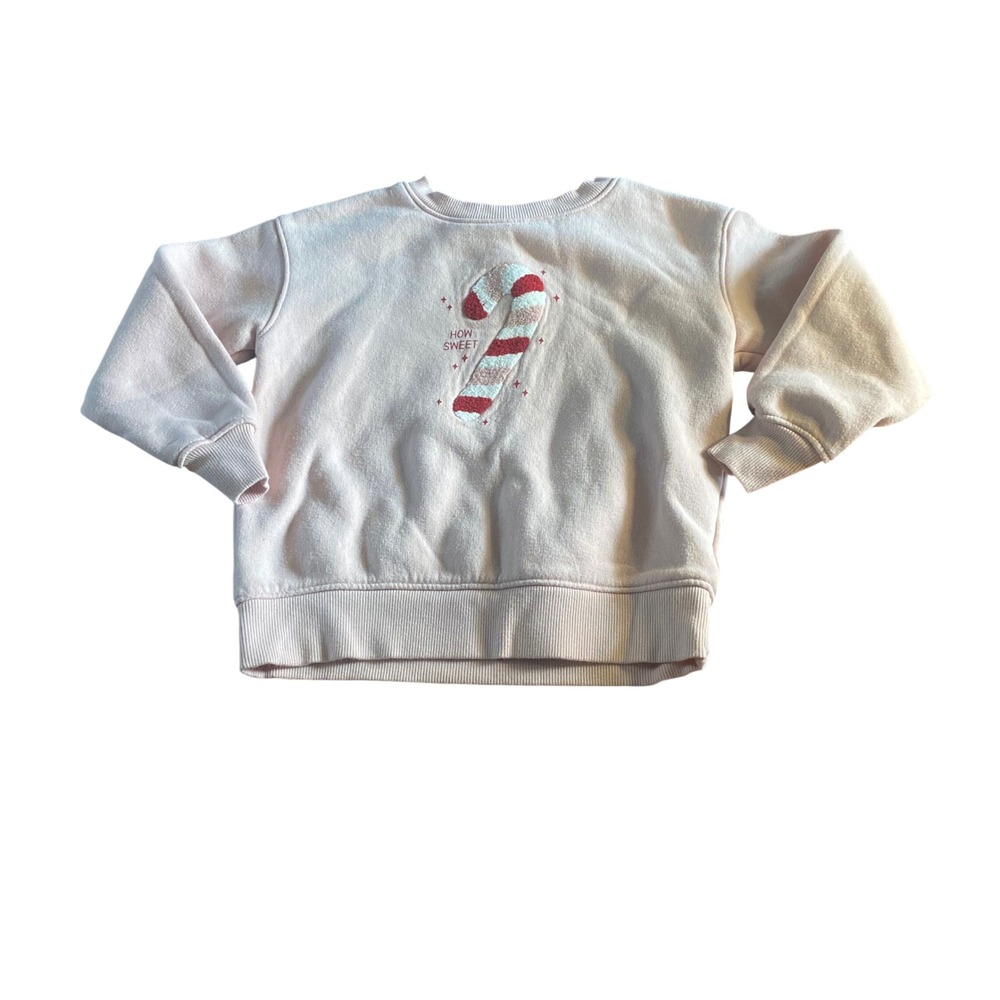 Cat & Jack Sweatshirt Kids Pink Good Candy Cane Graphic SIZE 4T